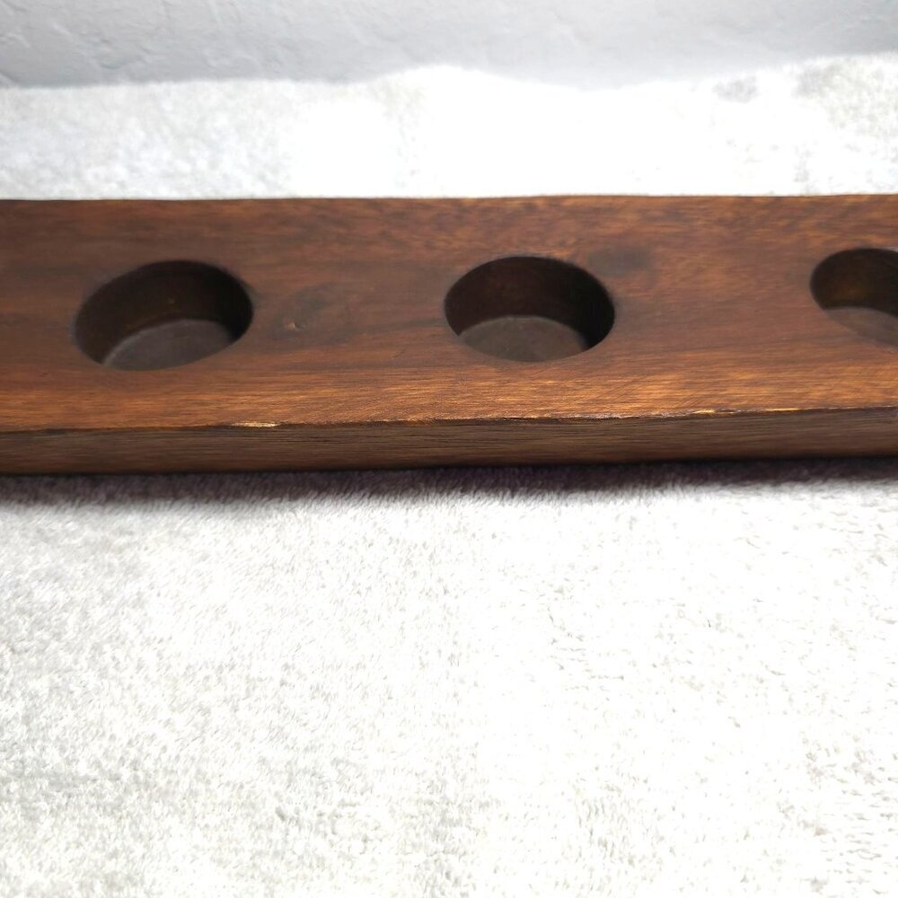 Wooden 5-Slot Tea Light Candle Shot Glass Holder Rectangular Made in Thailand - Picture 6 of 10